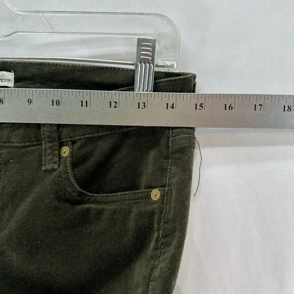 Edyson Leon Ankle Skinny Corduroy Pants Womens 28 Stretch Zip Hem Mid-Rise Green - Picture 10 of 14